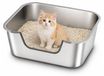 Merkloos Kattenbak Roestvrij staal Lage instap 40 x 30 x 15 cm