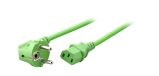 EFB Elektronik Netzkabel Schutzkontakt 90° - C13, 180°, grün, 3,0 m, 3 x 1,00 mm²