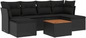 vidaXL 7-delige Loungeset met kussens, polyrattan, zwart
