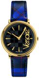 Versace VE8100218 Dames Polshorloge - Zwart/Goudkleurig - Leren Band - Saffierglas