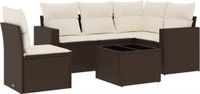 vidaXL 6-delige Loungeset met kussens, polyrattan, bruin