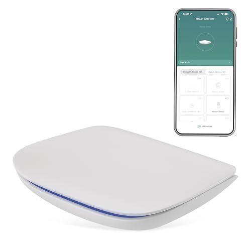 EMOS GoSmart ZigBee-Gateway IP-2000Z voor maximaal 128 ZigBee smart-apparaten, Smart Home Hub compatibel met Tuya, Smart Life, Lidl, ondersteunt Bluetooth, 2,4 GHz wifi, wit