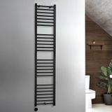 Hudson Reed Kent ECOSO Sèche-serviettes électrique plat – Anthracite – 100 cm x 50 cm - Avec élément simple sur prise