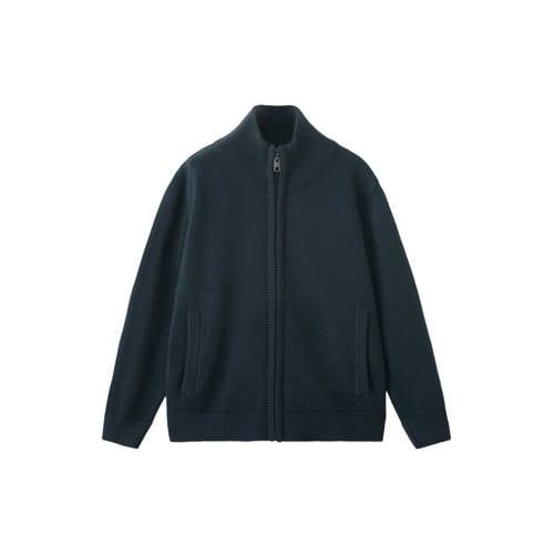Mango Kids katoenen gebreide vest - marineblauw
