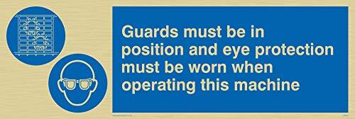 Viking Signs Viking Signs MP301-L31-GV "Guards must be in Position and Eye Protection must be Worn When Operating This Machine" Sign, Gold Vinyl, 100 mm H x 300 mm W