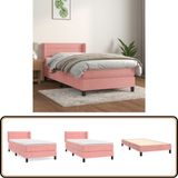 vidaXL Boxspringbed met pocketveringmatras, fluweel, roze, 90x200 cm