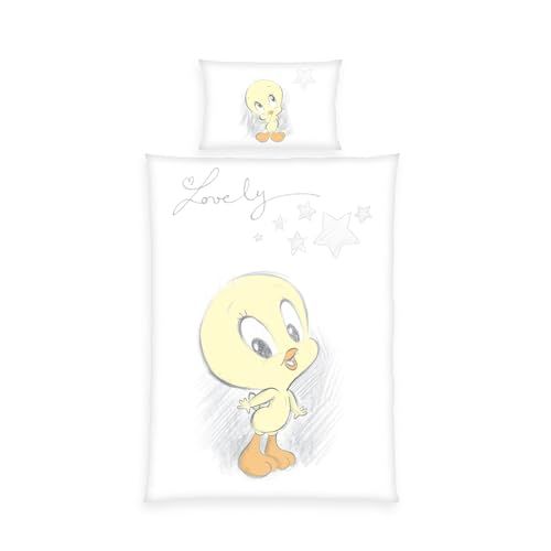 Herding Looney Tunes Beddengoedset, kussensloop 40 x 60 cm, met omkeerbaar patroon, dekbedovertrek 100 x 135 cm, met knoopsluiting, 100% katoen