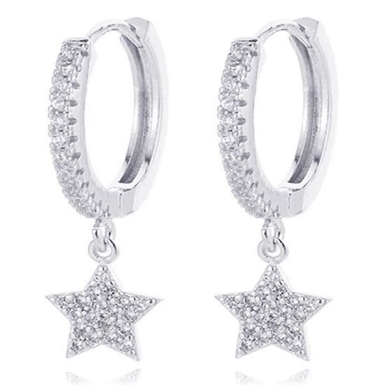 LGT JWLS Lookinggoodtoday LGT JWLS Oorringen met Ster Hanger - Star Silver