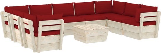 vidaXL 10-delige Loungeset met kussens pallet vurenhout