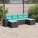 Prolenta Maison Exclusive - Tuinset voor buiten, 6-delig, met kussens, zwart, van polyrotan