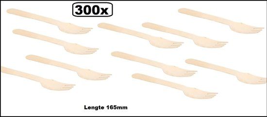 Themaparty Houten vork naturel 165mm - 300 stuks