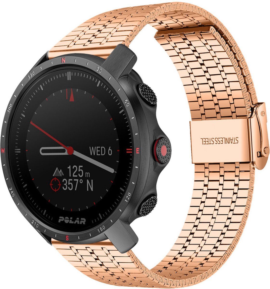Strap-it Polar Grit X Pro roestvrij stalen band - rosé goud