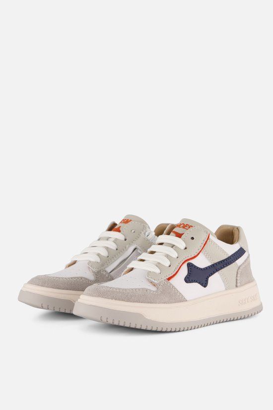 Shoesme Grijze Sneaker - Sneakers Kinderen - Jongens - Grey Blue Orange - Suède - Maat 29