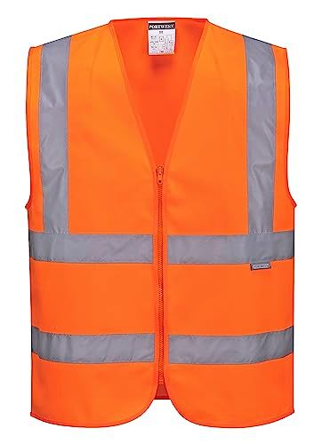 Portwest C375ORRM Hi-Vis Zipped Vest - Orange - Medium