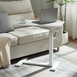 en.casa Bijzettafel Klirg in hoogte verstelbaar 68x36x66-92 cm wit met houtnerf