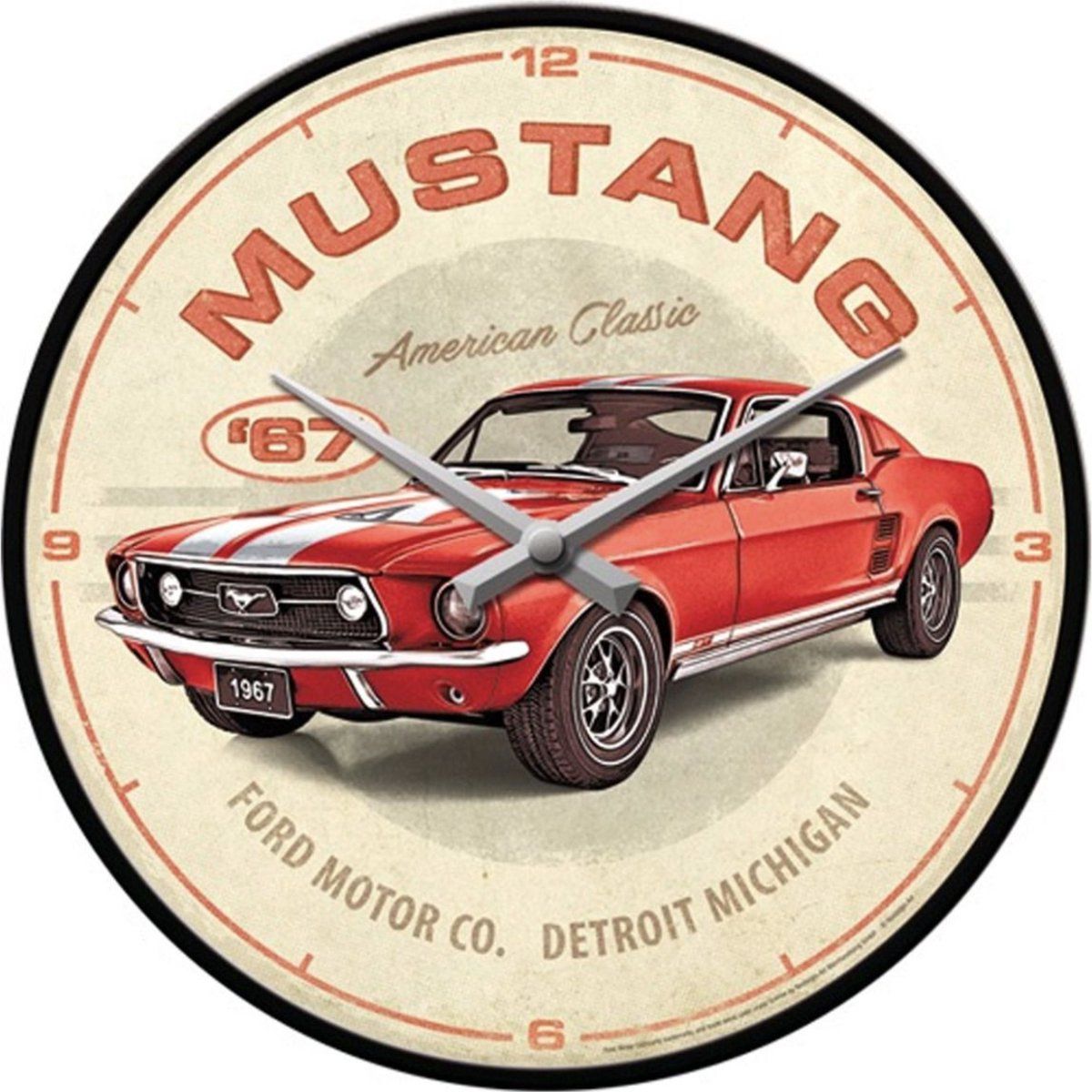 FORD Wandklok Mustang - GT 1967 Rood