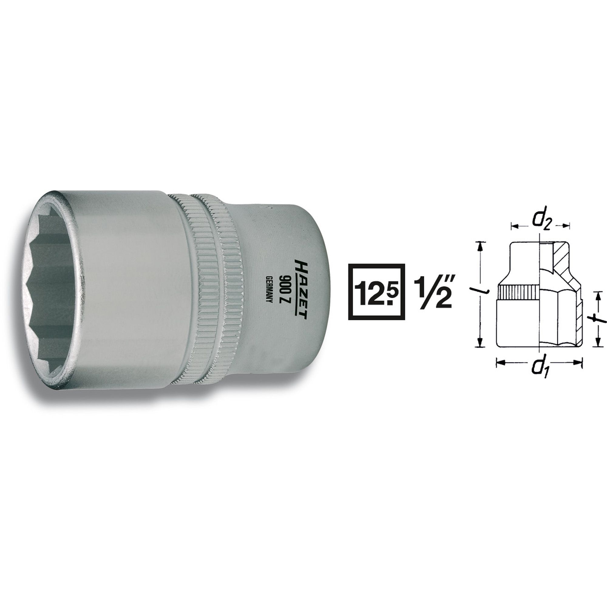 HAZET Dopsleutel 1.1/4 inch 1/2 inch twaalfkant 900AZ-1.1/4