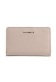 COCCINELLE Leren portemonnee Metallic Soft Mini Wallet Grained Leather Rosette beige