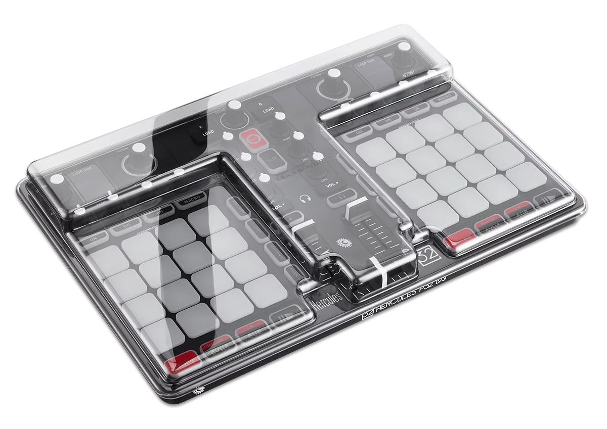 Decksaver Hercules P32DJ Cover - Mixer/Controller Cover - Grey, Transparent