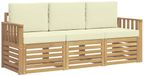 vidaXL - Salon d'angle - Acacia massif - Blanc et crème - 4 places