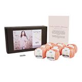 DesignEtte Lady Sybil's Volwassenen Breien Kit 100 procent gemerceriseerd Egyptische katoen wol garen ballen en patroon in een set Beginner Starter Handcrafts Pack Box 50g≈127m/5ply Mandarijn 56, 2XL