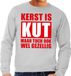 Bellatio Decorations Foute Kersttrui - Kerst is kut - grijs - heren - sweater - kantoor - lange mouwen - kersttruien XXL