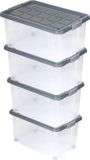 BigDean, 4 grote opbergboxen met deksel en wielen, afmetingen 60 x 40 x 32,5 cm