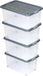 BigDean, 4 grote opbergboxen met deksel en wielen, afmetingen 60 x 40 x 32,5 cm