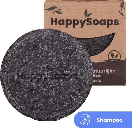 HappySoaps Shampoo Bar - Charming Charcoal & Sweet Sandal - All Hair Types - 70g