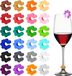 Étiquettes de suspension pour verres à vin avec bouchon de bouteille - Lot de 24 - Étiquettes de boisson pour verres à vin en silicone - Utilisé pour la décoration de fête