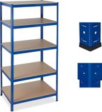 Relaxdays stellingkast - opbergrek - tot 1325 kg belastbaar - 180 cm hoog - blauw