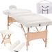 vidaXL Massagetafel- en krukset inklapbaar 3 zones 10 cm dik wit