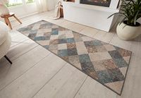 Hanse Home Bakke Designer tapijt voor woonkamer, laagpolig, modern, geometrisch ruitpatroon, plat geweven, woonkamertapijt voor eetkamer, kinderkamer, tienerkamer, hal, keuken, crème, 80 x 200 cm
