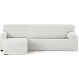 ECOMMERC3 Bankhoes voor chaise longue, kort hoekdeel links, bi-elastisch, ademend, hoes voor chaise longue-bank, wit, met elastieken en schuimstoffen, bescherming tegen slijtage