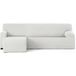 ECOMMERC3 Bankhoes voor chaise longue, kort hoekdeel links, bi-elastisch, ademend, hoes voor chaise longue-bank, wit, met elastieken en schuimstoffen, bescherming tegen slijtage