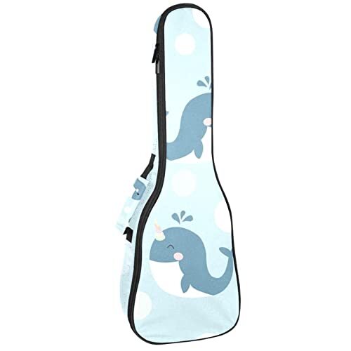 Mersov Tenor Ukulele Gigbag Waterdichte Ukelele Case Gewatteerde Rugzak, Geweldig voor Sopraan Concert (21/23/24") Leuke Cartoon Dolfijnen Blauw