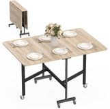 Homcom Klapbare Eettafel - Spaanplaat/Staal - 120 x 80 x 73 cm - Eiken
