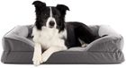 Lumaland Orthopedisch hondenbed voor binnen en buiten | Ergonomische hondensofa 90x65 cm | Grijs | Schuim & Polyester | Afneembare hoes | Waterafstotend