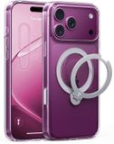 TORRAS UPro Ostand Q3 Spin Hoesje Geschikt voor Apple iPhone 18 Pro - Compatibel met MagSafe / Qi2 - 360° Draaibare Magnetische Standaard - Back Cover Kickstand Ring - Transparant