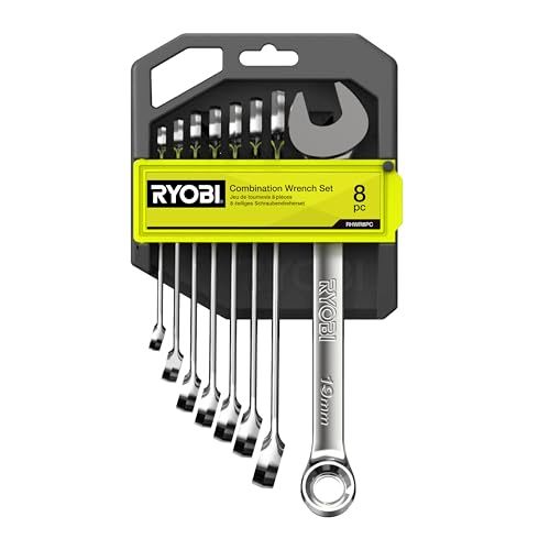 Ryobi - Set van 8 ratelsleutels, terughaalhoek 5° - RHWR8PC
