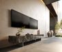 Meuble TV Cuor 200 cm Emperador Extra Lucidato brun foncé 1 clapet 1 tiroir pied optique flottant acier inoxydable