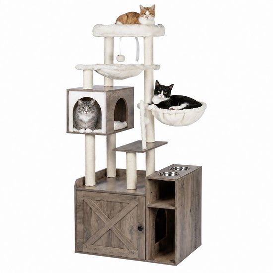 Relaxdays Krabpaal - Lichtbruin/Wit - 71x144x45,5 cm