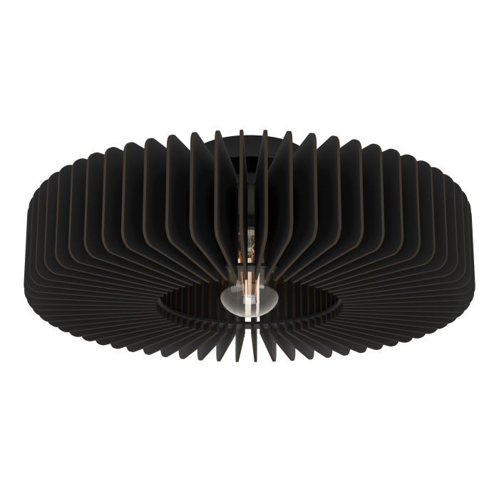 EGLO Palombaia Plafondlamp - Ø 50 cm - Zwart - Hout/Staal - E27 - Dimbaar