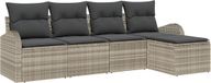 vidaXL Bankstel Lichtgrijs Polyrattan