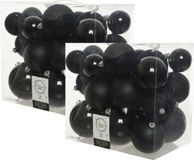 Decoris Boules de Noël - 52x pc - noir - 6-8-10 cm - plastique