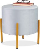Merkloos Relaxdays Velvet Poef - Metaal - Grijs-Goud