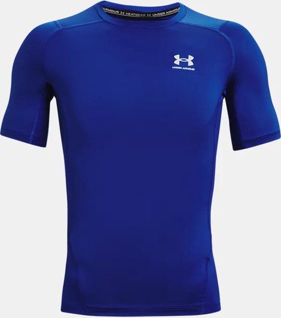 Under Armour UA Heatgear Armour Compressie Short Sleeve Heren Sportshirt - Blauw - XL