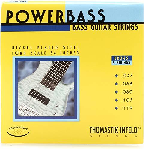 Thomastik Snaren voor Elektrische Bas Power Bass Magnecore Ronde Wond Hexcore Set EB345 5-snarige ronde wond lange schaal 86,4 cm