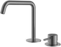 Hotbath Archie - Wastafelmengkraan - Zonder Waste - Laag - Geborsteld Gunmetal PVD - Opbouw - Messing