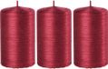 Enlightening Candles Cilinderkaars/stompkaars - 3x - rood - 6 x 10 cm - 25 branduren